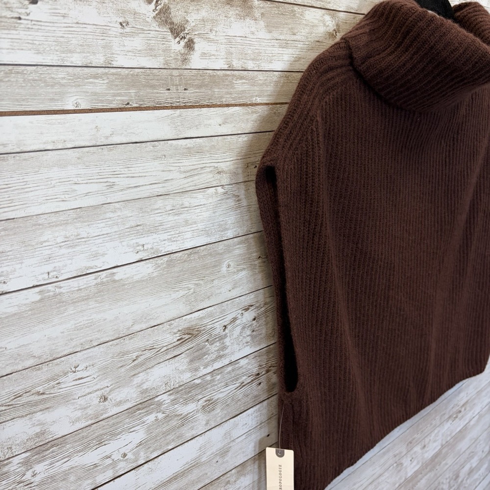 NWT Anthropologie Womens XS Cape Sweater 100% Cashmere Chocolate Brown Cowl Neck - Picture 10 of 12